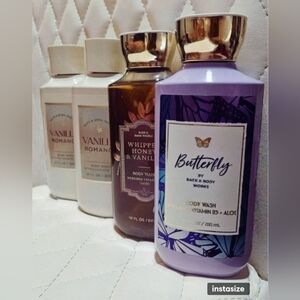 BBW Set(4) NEW Body Wash BATH & BODY WORKS Vanilla Roman Whipped Honey Butterfly
